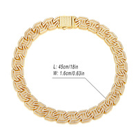 Collar de Cadena Cubana Geométrica Plateada con Incrustaciones de Diamantes de Imitación, Joyería Hip Hop de Aleación de Zinc para Hombres, Mujeres y Raperos en Fiestas