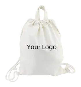 Mochila pequena de lona, bolsa de cordão personalizada com logotipo