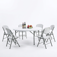 Mobilier de jardin Table pliante pour salle à manger de mariage Table pliable ronde en plastique 10 places