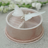 Maßgefertigte Luxus-Schmetterling Transparente Acryl-Schmuckbox Ohrringe Ring Runde Samt-Schmuckaufbewahrung Geschenkbox Verpackung