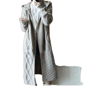 Autumn Winter Women's Casual Embroidered Eco-Friendly Vintage Hooded Knitted <b>Cardigan</b> <b>Coat</b> Large Size Shawl Long Sleeve Medium - Product Image 1