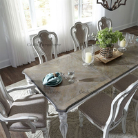 Ensemble de table à manger rectangulaire en bois massif de style européen, traditionnelle, extensible et convertible, avec 8 chaises