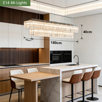 Lustre rectangulaire en cristal de luxe pour salle à manger, îlot de cuisine, éclairage de plafond pour la maison
