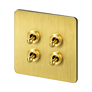 Interruttore a Parete Multifunzionale Europeo/Britannico in Metallo Spazzolato Oro con Prese USB Tipo-C per Hotel e <span class=keywords><strong>Arredamento</strong></span> Casa - Product Image 1