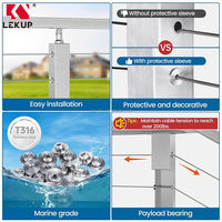 Kit de protection pour câble de 1/8 po en acier inoxydable T316 avec manchon de protection pour roue de niveau et rondelle de protection, UNIQUEMENT pour poteaux métalliques de niveau avec câble de 1/8 po
