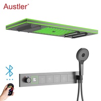Ensemble de douche LED thermostatique à montage au plafond avec jets pluie et cascade 400*120MM pour salle de bain
