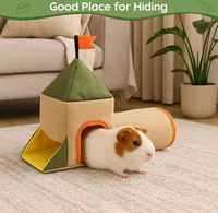 Petit refuge pour animaux de compagnie et maison de jouets pour hamster et cochon d'Inde Tunnel de maison en polyester réutilisable écologique Aménagement paysager