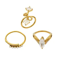 Verstellbarer Gedrehter Spiral-Edelstahl-Mode-Ring, mit Klarem Quadratischen Zirkon Besetzter Statement-Ring für Frauen, Tägliches und Festliches Tragen