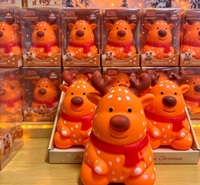 Jouet Squishy Mignon Élan Cerf de Noël Animal Doux Extensible à Remontée Lente Anti-Stress Sensoriel Fidget Cadeaux Nouveauté