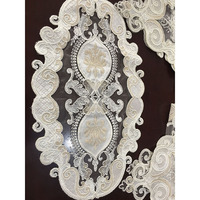 Chemin de table brodé en organza de polyester satiné doré brillant pour mariage de Noël, lot de 16