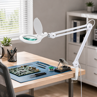 Lampe loupe à pince avec bras articulé métallique double articulation, cache-poussière, loupe en verre, design sans clip, lumière pour travaux de broderie