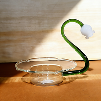 Pichet en verre personnalisé avec logo, motif muguet, en borosilicate, avec bec verseur en forme de fleur, pour café et maison