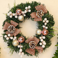 30cm Künstlicher Weihnachtskranz Roségold Tannenzapfen Kleine Wanddekoration für Haustür Feiertagsdekoration Weihnachtslandschaft