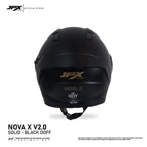 Casco JPX Nova X V2 de Media Cara, Color Negro Azabache, Equipado con Doble Visera para Protección, que Combina un Diseño Elegante con Comodidad. - Product Image 2
