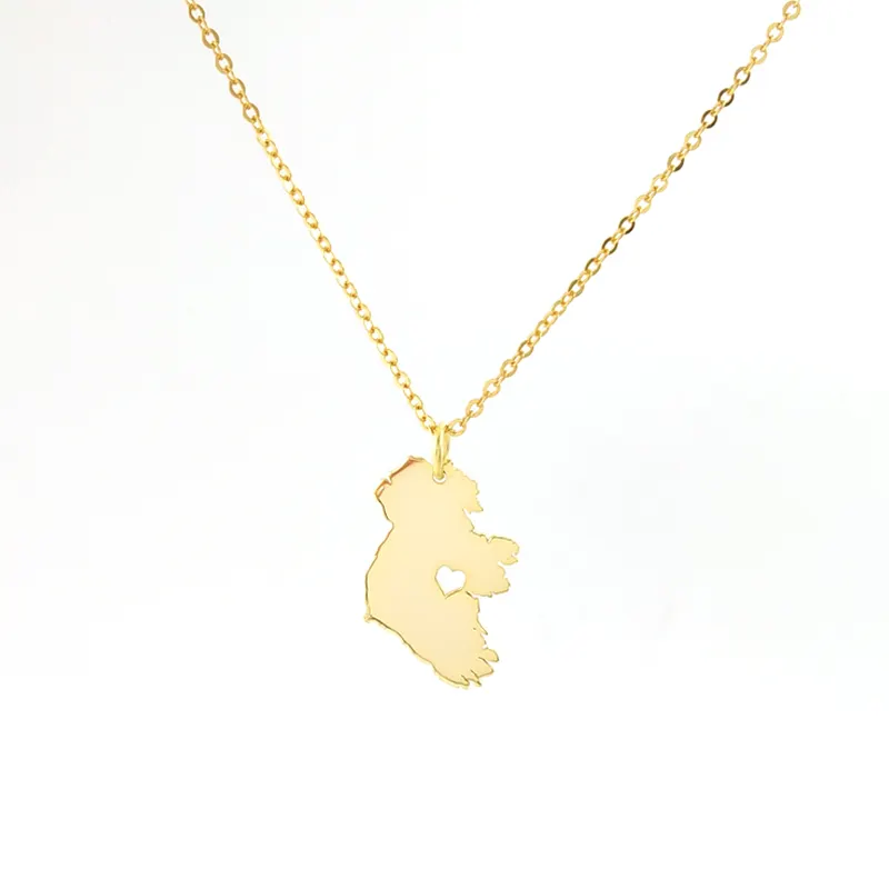 Custom Map Necklace Personalized Geography Country Map Pendant Friends Gift 18K Gold Plated Stainless Steel Necklace