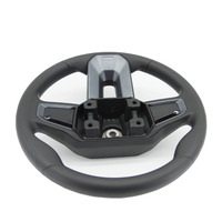Volant de course en cuir PU durable pour véhicules tout-terrain, forme en D, fond plat, volant tout-terrain UTV