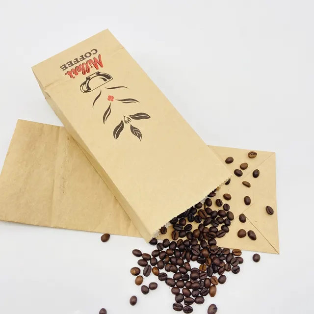Toptan yeni varış özel Kraft gıda ambalaj kağıt torba pencere ile geri dönüşümlü kahverengi kahve çekirdeği ambalaj poşetleri