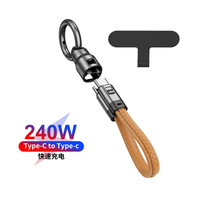 Kabel Data gantungan kunci tali kulit pengisian daya Pd240W cepat untuk ponsel kabel pengisi daya mobil tipe-c dengan penggunaan Earphone