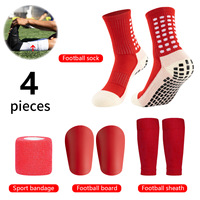 Protège-tibia de football pour adultes Chaussettes de football et mini protège-tibia Ensemble de couvre-jambes Protège-tibia Football pour adultes Chaussettes de sport antidérapantes