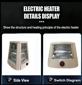 Radiateur tubulaire portable 2000W à quartz, contrôle mécanique, construction en plastique, protection anti-renversement, thermostat réglable, <span class=keywords><strong>chauffage</strong></span> rapide - Product Image 4