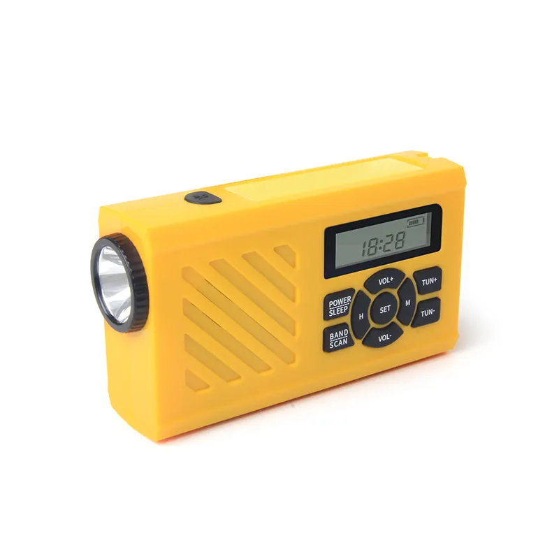 Manovella di emergenza ricaricabile a mano portatile Am Radio con torcia a Led e caricatore per cellulare USB personalizzato