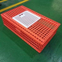 Ferme avicole Poulet de chair Rouge Orange Caisse de transfert Cage de transport en plastique pour poulet adulte Cellule en plastique pour volaille