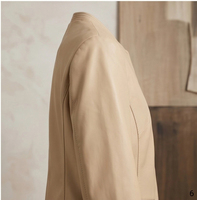 Chaqueta Minimalista de Piel de Oveja Mate para Mujer, con Bolsillos Dobles, Cintura Curva, Corte Entallado, Corta, para Oficina y Viajes