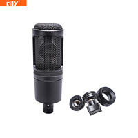 Microphone à condensateur filaire AT2020 pour studio d'enregistrement, haute performance, reproduction naturelle, réduction du bruit, portable pour diffusion en direct