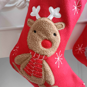 Cadeau de Noël personnalisé : Chaussette de Noël en velours peluche de 16 pouces, bonhomme de neige, <span class=keywords><strong>Père</strong></span> Noël, sac à bonbons rouge, décoration de cheminée et d'arbre pour broderie - Product Image 6