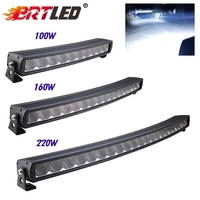 Barre lumineuse de conduite 4x4 BRTLED BL1010CS 100W IP68 étanche en aluminium moulé sous pression, 10 LED courbées de 10W, DRL 12V