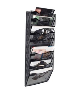 Wall <b>File</b> <b>Organizer</b> 10 Tier Hanging <b>File</b> Folder <b>Organizer</b> Vertical Mesh Metal Door/Wall Mount Hanging <b>File</b> Holder - Product Image 1