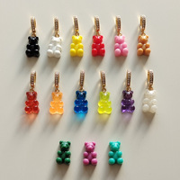 Fashion perhiasan baru Pink lucu Resin kerajinan beruang jimat liontin akrilik liontin beruang transparan untuk DIY membuat kalung