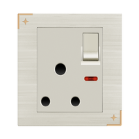 Meilleur prix Interrupteur mural à prise ronde sud-africaine 15A 1 gang avec voyant lumineux Matériel PC Blanc nacré 250V