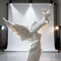 Statue d'ange en marbre blanc poli, taille réelle, design moderne, faite à la main, durable, sculpture personnalisée pour les églises, les jardins, les villas
