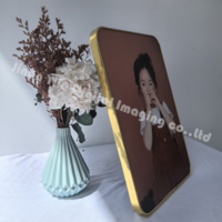 Cadre photo sans cadre en MDF 15x20cm Gold Edge pour montage de photos, idéal pour boissons et cadeaux
