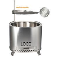 Poêle à bois d'extérieur sans fumée en acier inoxydable pour camping, four à bois 50x50x40cm KZ FS500
