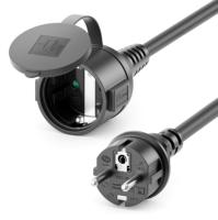 Rallonge extérieure en caoutchouc de 10m avec prise Schuko pour une utilisation en extérieur IP44 4000 W câble électrique extérieur avec capuchon de protection noir