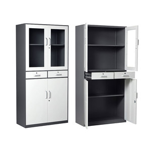 Armoire de rangement super en métal avec 4 portes et 2 tiroirs, classeur en métal avec portes et étagères, verrouillable en acier - Product Image 2