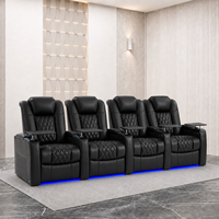 Ensemble de canapés inclinables zéro gravité 4 places en cuir respirant et durable avec mousse à mémoire de forme pour bureau professionnel, appartement, hôtel, salon