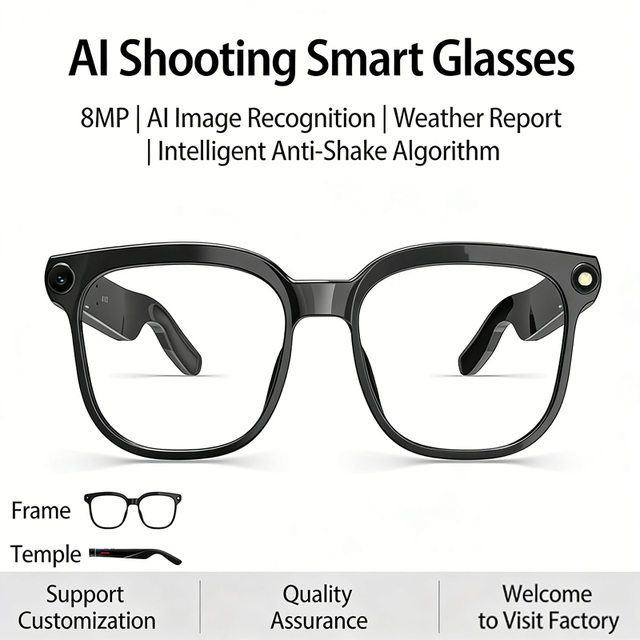 Smart AI Glasses 800W HD Camera Built-in Headphones Bluetooth Wireless AI Assistant ChatGPT