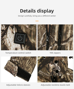 Chaqueta calefactable eléctrica con batería recargable de camuflaje cálido para exteriores para hombres, chaqueta calefactable personalizada para <span class=keywords><strong>Hi</strong></span> - Product Image 3