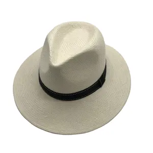 High quality factory supply wholesale 3bu 5bu 2x2 woven paper straw panama hat with black band