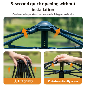 Tente de camping automatique instantanée 1 chambre pour 2-4 personnes, étanche, toutes saisons, avec bande argentée 190, fabrication ODM/OEM - Product Image 3