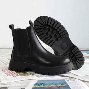Oversize Men's High Top Cowhide Fashion Boots Comfortable Flat Bottom Black Leather for Martin Boots for Autumn Season - Product Image 4