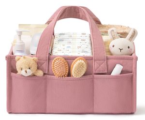Sac de rangement portable en velours côtelé pour couches de bébé avec poignée et multiples poches – Vente en gros - Product Image 1
