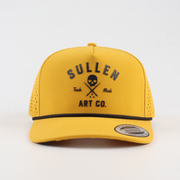 Gorra de béisbol deportiva de 5 paneles con diseño OEM personalizado Hanway, tela Oxford Dobby con puntos, logotipo bordado, orificios cortados con láser, transpirable, venta al por mayor