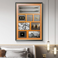 Décoration murale de luxe, œuvre d'art 3D en techniques mixtes, cadre en alliage d'aluminium et bois, peinture abstraite rectangulaire, design mural moderne, art européen