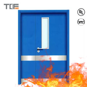 Porte coupe-feu en acier répertoriée WH 3 heures Porte creuse en métal avec dispositif de barre anti-panique Portes en acier avec <span class=keywords><strong>vision</strong></span> en verre - Product Image 4