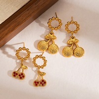 Summer New Trendy Fancy Charms pour la fabrication de bijoux Boucles d'oreilles en diamant délicates pour les femmes Boucles d'oreilles fraîches et douces en forme de cerise