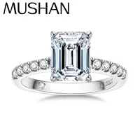 Bague en argent sterling 925 de la marque MuShan, bague brillante en moissanite VVS pour amie, plaquée or 18 carats, bagues fines brevetées MST